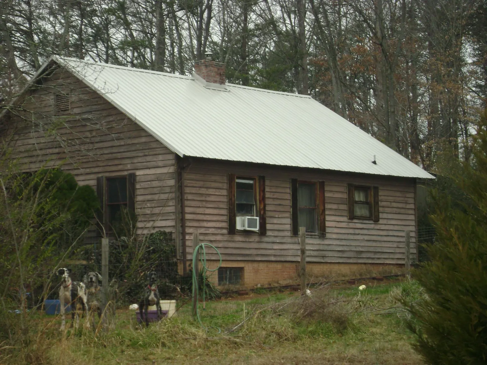 White metal roof on an old wood sided farmhouse, from a Asphalt Shingle Roof Repair job in Coram